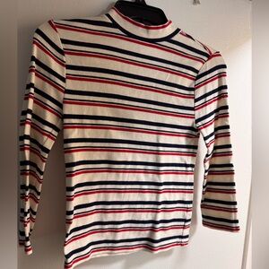 Striped mock neck crop top
